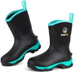 Kalkal Rubber Boots for Women Waterproof Mid Calf Rain Boots, Lightweight 6mm Neoprene Insulated Womens Work Boots for Garden Farm Yard Chore Mud Boots (Green, Size 7)