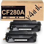 v4ink 2-Pack Compatible Toner Cartridge Replacement for HP 80A CF280A Toner Cartridge Black Ink for use in HP Pro 400 M401N M401DN M401DNE M401DW, HP MFP M425DN M425DW Printer