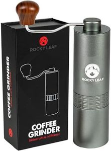 ROCKY LEAF Manual Coffee Grinder, Capacity 25g with Adjustable Stainless Steel Burr Coffee Grinder Manual, Faster Grinding Espresso to Coarse for Office, Home (Brush)