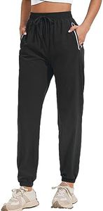 PINSPARK Women's Women's Joggers Pants Athletic Running Jogging Pants Hiking Quick Dry Sweatpants with Zipper Pockets Black XS