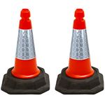 Street Solutions UK - 2 x 460mm Tall Traffic Cones Reflective Sleeve For Indoor And Outdoor Usage, Self Weighted Cones Are Manufactured In The UK Orange