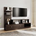 @home by Nilkamal Aroy Engineered Wood TV Unit with Shelving Storage TV Unit (Wenge)