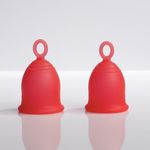 Asan Menstrual Cup - Combo Pack 2 Sizes | Light/Medium Flow Cup + Heavy Flow Cup | Premium Medical Grade Silicone I Designed In The Usa - Red, Pack Of 2