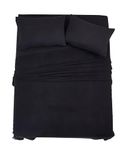Home Beyond & HB design - Thermal Solid Bed Sheets Set Twin Size - 3-Piece Flannel Fleece Bedding Sheet Set with Deep Pocket - Super Soft Cozy Breathable, Black