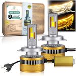 OTOROYS 300W H4/H19 LED Headlight Bulbs for Car, 30,000LM Super Bright Dual Color Low Yellow & High Yellow/White 6500K | Plug & Play LED Headlights | Pack of 2 | 2 Years Warranty, Car Accessories