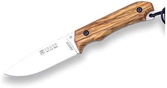 Joker Cuchillo Bushcraft Águila CO104, mango de madera de olivo, hoja de 10,5 cm, incluye funda de cuero marrón, Herramienta de pesca, caza, camping y senderismo