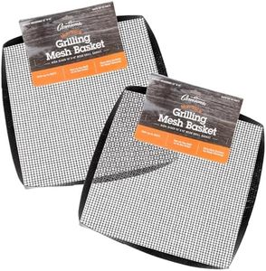 BBQ Grilling Mesh Basket 2 Pack (12"x12") Heavy Duty 100% Non Stick Reusable Grilling Basket for Indoor Cooking & Outdoor Barbecue Grilling - Raised Sides to Keep Food Inside - Great Father's Day Gift
