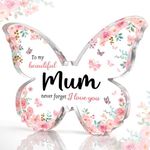 CheriGift Gifts for Mum, Best Mum Birthday Gifts, Christmas for Mum, Beautiful Butterfly-shaped Acrylic Plaque, Thoughtful Mum Gifts from Daughter Son - To my beautiful mum