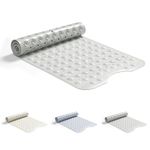 Good Nite Non Slip Bath Mat 101x40cm Bathtub Mat Shower Mat Machine Washable Bath Tub Mat with Suction Cups Drain Holes Rubber Bath Mats Non Slip Anti Mould Extra Long Bath Mat Gray