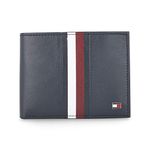 Tommy Hilfiger Men's Passcase Wallet Rane - Navy | 2 Compartments | 10 Cards Slots | Stylish Men's Leather Wallet