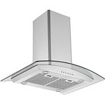 Ancona 30" 450 CFM Convertible Island Glass Canopy Range Hood with Auto Night Light in Stainless Steel AN-1420