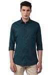 Van Heusen Men's Cotton Sport Slim Fit Shirt (VSSFWSLBA41477_Teal 42)