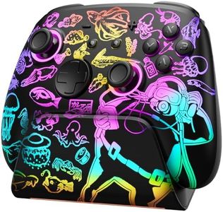 Switch 2 Pro Controller with Charging Dock for Nintendo Switch2/1/OLED, Luminex Wireless Controller with One-Key Wake Up/Hall Effect/7 LED Colors/Turbo, RGB Aesthetic Gaming Setup - Dave the Diver Official Licensed