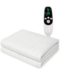 KALAHOL Premium Comfort Electric Blanket, Heated Underblanket 150 x 80cm, Heated Blanket Single With 9 Heat Settings & 12 Timing Settings, Machine Washable, Auto Shut off, White