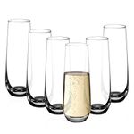 Amisglass Champagne Glass Set of 6, Crystal Glass Stemless Champagne Flute Glass Ideal for Cocktails & Sparkling Wine Perfect, 300 ML