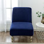 Highdi Luxury Velvet Armless Chair Slipcovers Accent Chair Covers, Stretch Removable Washable Slipper Chair Cover Modern Furniture Protector for Dining Living Room Hotel Bedroom (Navy blue)