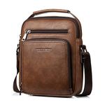 ANPTER Shoulder Bag for Men Messenger Bag PU Leather Crossbody Handbag Satchel Sling Chest Bags for School Travel Work Hiking Daily Use (Men Shoulder Bag for Brown)