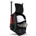 PowerNet Bat Carrier Backpack | Baseball Softball Zippered Side and Front Pockets | Cleat Compartment with Optional Internal Shelf