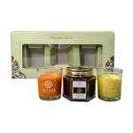 EKAM Pack of 3 Scented Candles| Long Lasting| Ideal for Home Décor, Aromatherapy & Gifting| Lead-Free| Mahogany Hexa Jar Candle,| Grapefruit & Mandarin and Honey & Lemon Shot Glass Candles,| Gift Set