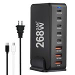 GEEKERA USB C Charger, 268W 8-Port Fast USB Charging Station with 5 USB-C + 3 USB-A, Portable Multiport USB C Wall Charger for iPhone 15-12 Series, iPad Pro, MacBook, Galaxy, Pixel, Switch, and More