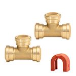 QUICK FITTING 1" Tee Fitting | Push-to-Connect Plumbing Fittings with Slip Clip Removal Tool | Brass Fittings for Copper, PEX, PE-RT and CPVC | Lead-Free Certified | 2-Pack 1-Inch Tee Fittings