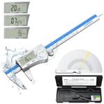 CAMWAY Digital Caliper Waterproof, 150 mm/6 Inch Digital Vernier Caliper with Feeler Gauge, Stainless Steel Electronic Vernier Calipers Fractions/Inch/Metric Measuring Tool