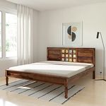 Amazon Brand - Solimo Gree King Size Solid Sheesham Wood Bed Without Storage (Natural Finish)