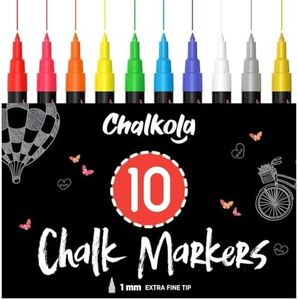 Liquid Chalk Pens (10 Pack) with Gold & Silver - Extra Fine Tip Dry Erase Marker Pens for Blackboard, Windows, Chalkboard Signs, Bistro - 1mm Tip