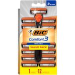 BIC Hybrid 3 Comfort Disposable Razor, Men, 12-Count