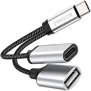 MOSWAG USB C OTG Adapter USB Type C Splitter with USB C Female and USB A Female Compatible with Chromecast with Google TV/Samsung S21 S20 S20+ Ultra/Google Pixel 5 4 4 XL 3 3 XL/LG V40 V30 G6 G8