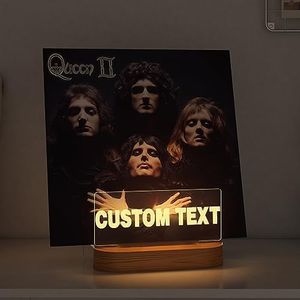 Customize Light up Personalised Vinyl Record Stand, Lampeez Now Playing Record Stand, Wooden Acrylic Holder for Now Spinning Vinyl Album Display and Storage Vinyl Record LED Display Storage Collection Holder Warm White Color Lights
