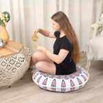 LOVMOC 32 inches Meditation Floor Cushion for Adults, Round Large Thick Floor Pillow, Memory Foam Filling, Floral