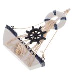 VOSAREA Wooden Sailing Boat Sailboat Vessel Model Wooden Sailing Ship Model Beach Wooden Boat Ship Beach Wall Ornament Pirate Sailing Ship Shell Decor Creative Adornment Props Bamboo Chic