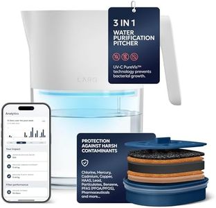 LARQ PureVis 3-in-1 Water Pitcher – Purifier, Filter & Tracking, 8-Cup Water Purifier Pitcher with Advanced Filter for Clean & Crisp Water – Removes Chlorine, PFAS, Lead & More – Pure White