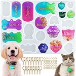 Pet Tag Resin Mold Dog Tag Molds for Resin, Dog Bone Cat Shaped Keychain Resin Epoxy Molds Silicone Resin Molds with 15 Pcs Keychains DIY Crafts Making Tag Charm Pendant