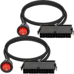 Xiatiaosann 2 Pcs 24-Pin ATX Power Supply Jumper Bridge Tester Tool with On/Off Switch Red LED Button, Computer Power Bridge Adapter Cable for Pulsing Water Cooling Pump On And Off, 55cm