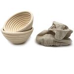 5 Inch Round Banneton Bread Proofing Basket 2 pcs Natural Rattan Cane Brotform Handmade& Linen Liner Cloth