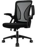 Durrafy Office Chair Ergonomic, Desk Chair with 90° Flip-up Armrest Lumbar Support, Height Adjustable Chair, Mesh Swivel chair with Silent casters, Capacity 102KG