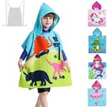 Athaelay Kids Beach Towel for Boys Girls, Dino Hooded Bath Towel Wrap, Toddler Pool Towel with Hood, Dinosaurs with Drawstring Bag