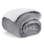 Bedsure Sherpa Twin Blanket for Couch Bed Sofa Grey Fluffy Blanket Plush Soft Blanket Fuzzy Fleece Blanket Warm Cozy Thick Bed Blanket for Winter Twin (60 inch x80 inch )