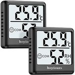 Room Thermometer Indoor, hoyiours Mini Digital Hygrometer Thermometer, Room Tempertaure Monitor, Indoor Thermometer Hygrometer, 2 Pack Black