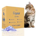 Crystal Cat Litter with Powerful Odor Control, Non-Clumping, Lasts Up to 4 Months, 17.2lb(7.8 kg), Rapid Water Absorption, Unscented & Low Tracking Lightweight Blue & White Silica, 4 Pack of 4.3lb