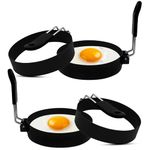 Egg Rings for Frying Eggs Pack of 4 Egg Ring Large 3.5 - Non-Stick Pancake Mold Maker & Egg Mold for Breakfast Sandwiches.