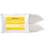 Night Comfort Climate Control Anti-Allergy White Pillow Pack of 2 – Soft Touch Hypoallergenic Breathable Medium Support Pillows for Back Sleepers Filled with Bouncy Hollowfibre (46cm x 74cm)