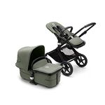 Bugaboo Fox 3, our most comfortable 2-in-1 pushchair including cradle with ventilation windows: for all terrain, comfort buggy, black chassis, recliner and sun canopy in forest green