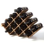 KIRIGEN 13-Bottle Wine Rack - 4-Tier Nature Wood Wine Display Rack/Free Standing and Countertop Wine Storage Shelf - Bottle Holder/Cabinet Glass Rack 4-Layer Dark Brown XHJJ4-DBR