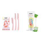 Plush Face and Eyebrow Razor for Women | For Painless and Instant Facial Hair removal at Home & All Natural Shaving Gel for Women with Aloe Vera & Vitamin E Extracts | Free from Sulphates & Parabens