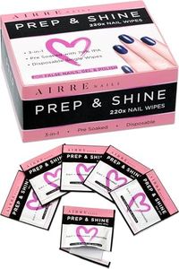 AIRRE 220 Professional Alcohol Prep & Shine Nail Wipes (3in1) Alcohol Wipes for Gel Nails, Acrylic Nails, Press-On Nails & Tips. Removes Sticky Gel Layer Residue, Preps UV/LED Gel Polish & False Nails
