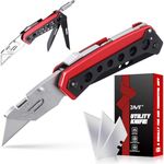 Christmas Stocking Stuffers for Men Gifts, Box Cutter, Utility Knife, Fathers Day Dad Gifts for Grandpa Uncle Brother Him, EDC, Camping Gear, 6 in 1 Multitool, FruitKnife, Screwdrive, 3 Razor Blades