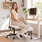 Ergonomic Cross Legged Office Chair with Foot Rest for Kneeling Seating - Crisscross Desk Chair with Wheels for ADHD to Sit Cross Legged - Multi-Position Adjustable Seat with Back Support for Women
